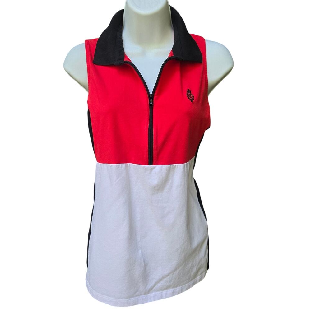 Ralph Lauren Active Women Vtg 90s Y2K Preppy Tennis Colorblock Golf Polo Shirt L